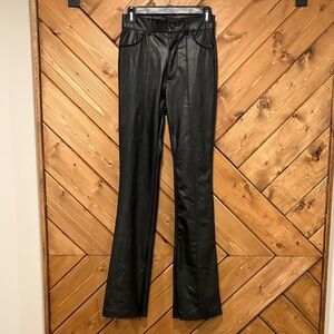 Zara Black Faux Leather Flare Pants XS